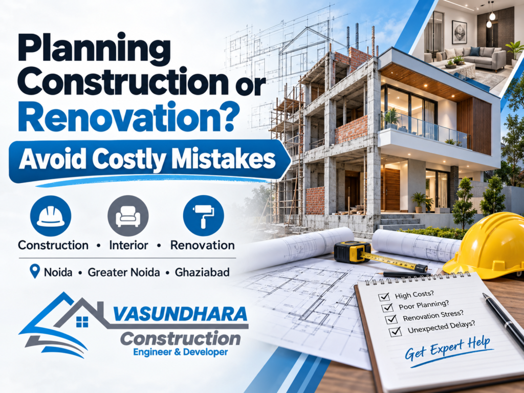 Vasundhara Construction providing construction, interior and renovation services in Noida, Greater Noida and Ghaziabad